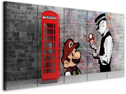 murando - Leinwandbild London Street Art, 150x60 cm, 5-teilig, Schlafzimmer | Hochwertige Leinwand, sofort aufhängbar, ideal fürs Wohn- oder Schlafzimmer, wasserfest und lichtecht, langlebig, stilvoll