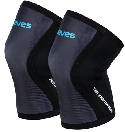 Earwaves ® Shield Knee Sleeves - Paire de genouillères en néoprène 5 mm & 7 mm. Genoux protection pour l'haltérophilie, les squats, lunges.