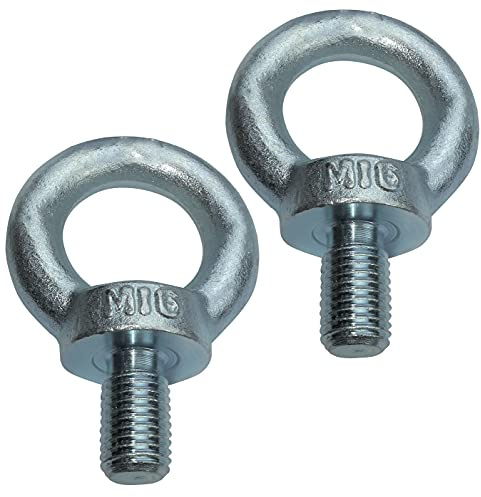 AERZETIX - C49758 - Satz von 2 - Ringschrauben - M16 - Ring Kranösen - verzinkter Stahl - Metrisches Gewinde - DIN 580-700kg - Farbe Silber