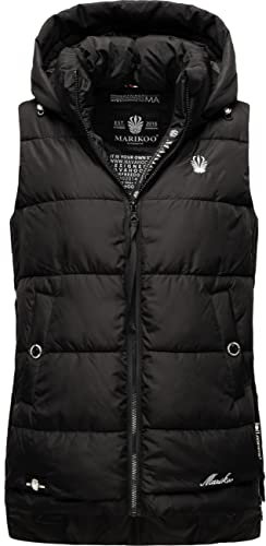 MARIKOO Damen warme Winter Steppweste mit Kapuze Zarinaa Black Gr. S