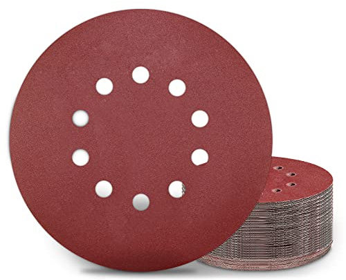 KONGMING 25 Pièces Disques de Ponçage 225mm Grain 240 Disque Abrasif 225mm 10 Trous pour Girafe Ponceuse