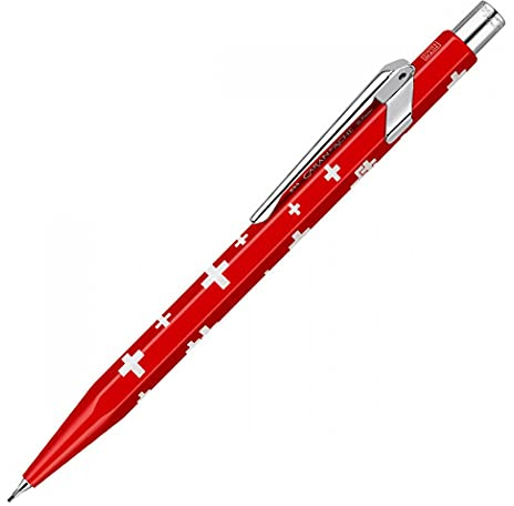 Caran d'Ache Metal-X Minenhalter Basic mit schweizer Flagge Metallgehäuse für 0,7 mm Bleistift-Minen, Länge: 12,5 cm, 0844.253, Rot