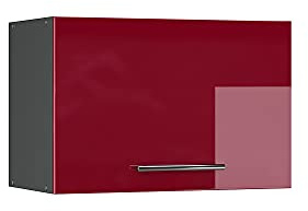 Vicco Hängeschrank Fame-Line, Bordeaux Hochglanz, 60 cm | MDF-Front · Soft-Close · Tiefe – 34,1 cm · Metallgriffe · 1 Einlegeboden