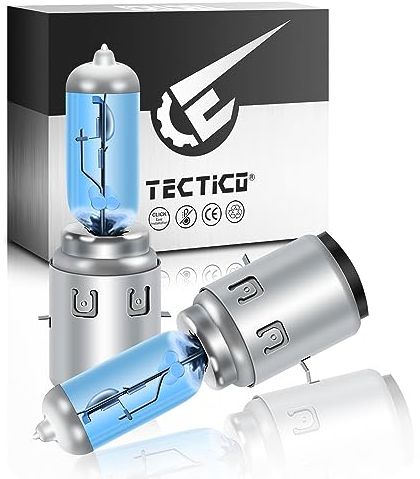 TECTICO S2 Ba20d Halogen Birne 12V 35/35W 5000K Warmweiß +130% Ultra Heller E4 Prüfzeichen Motorrad Fernlicht Abblendlicht Glühlampe Ersatz, 2 Stücke
