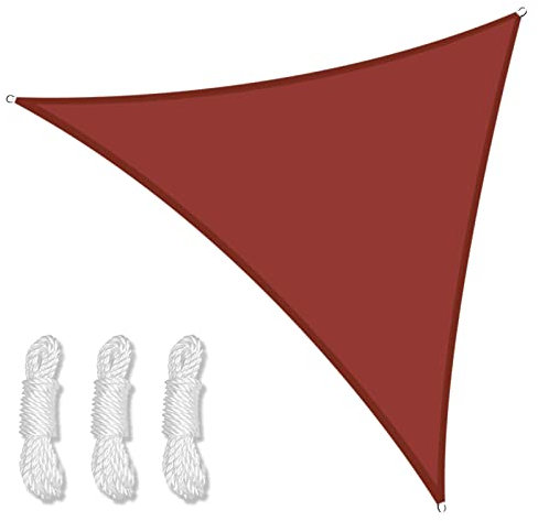 PRELGOSP Voile Dombrage Triangulaire, étanche Voiles D'Ombrage pour Patio, Toile Auvent Triangle pour Jardin Terrasse Balcon, Bloque 90% Rayons UV (4x4x4m,Red)