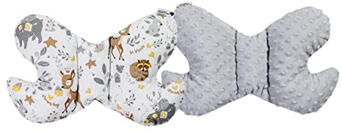 Medi Partners Almohada para bebé Mariposa 100% Algodón Minky Soporte para el Cuello niños Cochecito Viajes Dormir Almohada Rollo de repetición