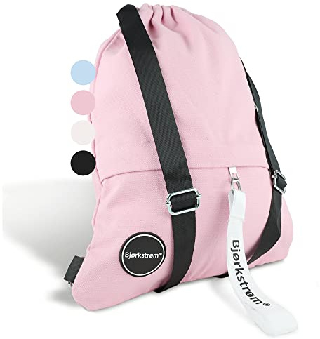 Bjørkstrøm® Sportbeutel mit Außentasche und Reißverschluß - Lifestyle Rucksack mit Verstellbar Tunnelzug - Turnbeutel - Gymsack für Damen & Herren