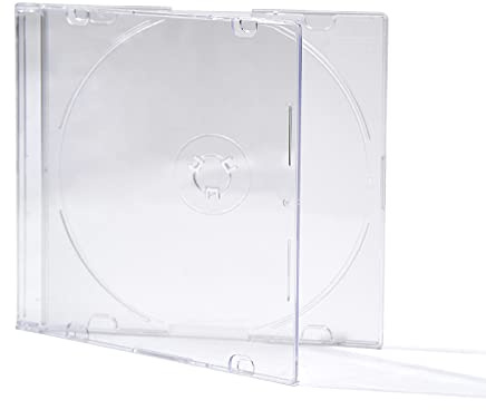 Maxtek Ultra Thin 5.2mm CD DVD Blu-Ray Clear Slim Jewel Case with Built in Frost Clear CD Tray, 25 Pack.