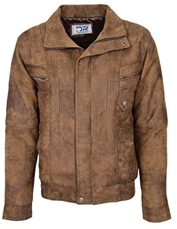 DR109 Herren Leder Nubuk Classic Braun Jacke