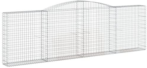 vidaXL 4x Paniers à Gabions Arqués Cages à Gabions Arquées Murs de Gabion Barrières de Jardin Terrasse Extérieur 400x30x120/140 cm Fer Galvanisé