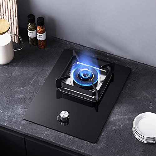 placa de gas Cocina de gas integrada, quemadores de 5,0 KW Cocina de gas, quemador Wok con tapa de vidrio templado negro, gas natural/gas propano, válvulas de seguridad, apagado automático, sopor