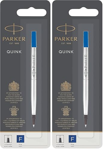 Parker Ersatzminen für Tintenroller | feine Spitze | blaue QUINK Tinte | 1 Stück (Packung mit 2)