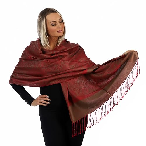 PashminaShine-Weich wie Kashmir-Seide Leicht-Schal Sommer-Halstuch-Schal Herren-Schals und Tücher für Damen-Pashmina für damen-Geschenke für Frauen (Rot Bronze)