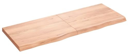 vidaXL Dessus de Table Marron Clair Bois chêne Massif traité, Dessus de Table de Remplacement, Dessus de Table Basse, Dessus de Table à Bord Vivant