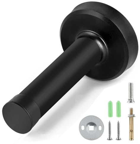 Misuyue Wandtürstopper Wand Edelstahl - 8.5cm Türstopper Wandmontage mit Gummi Puffer Enthält Befestigungsmittel - Türpuffer(schwarz)