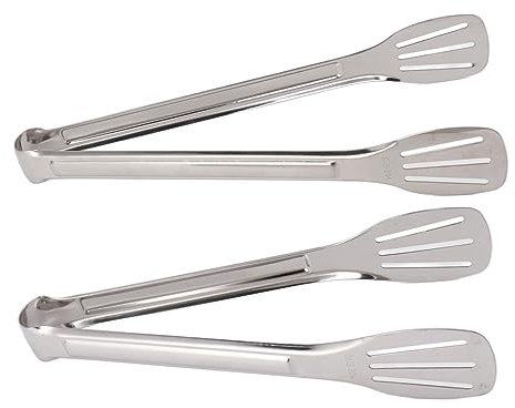 Miskall Set di Pinze per Alimenti in Acciaio Inossidabile da 9 Pollici E 11 Pollici Set di Pinze da Cucina Set di Pinze per Pane a Tre Linee per Cucinare Buffet BBQ Party Grilling Kitchen