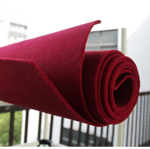 JINDAOSH DIY 3mm Dicker Filz Stoff Filzstoff Bastelfilz Farbig Filz Blätter Vliesstoff Kinder Zubehör zum Handwerk Nähen Projekte 100 x 100 cm(Color:Burgund)