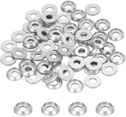 QUARKZMAN Rondelles Coniques M4, Diamètre du Trou 4mm/0,16, Rondelles de Tête de Coupe en Aluminium pour Vis RC/FPV/PC/Drone/Accessoires Mécaniques, Lot de 60 (Argent)
