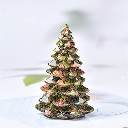 PQYSMVVG 1 pièce Naturel Fait à la Main Moule Cristal Gravier Bricolage résine Artisanat Arbre noël Statue décoration de la Maison Souvenir Beau Cristal (Color : Unakite, Size : One Size)