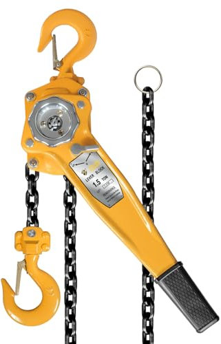 YELLOW JACKET 1.5 Ton Manual Lever Chain Hoist, G80 Galvanized Carbon Steel with Weston Double-Pawl Brake