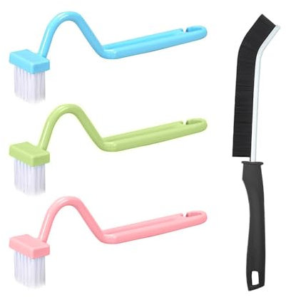3 Cepillos Curvados para Inodoro Con Limpiador de Bordes y Juntas - Escobilla de Baño Con Limpiador Lateral