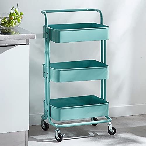 Suuim Rollender praktischer Trolley, Lagerregal aus Metall mit um 360° beweglichen Rollen für kleine Bücherregale in Küche, Wohnzimmer, Badezimmer (B) (B)