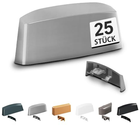 VOOXA 25St Wasserschlitzkappen 36mm für Schlitzen 29-30x5mm Grau RAL7047 | Für Schlitzfräsungen 29-30x4,6-5mm | passend für Fenster & Türen | einfache Montage, Telegrau RAL7047