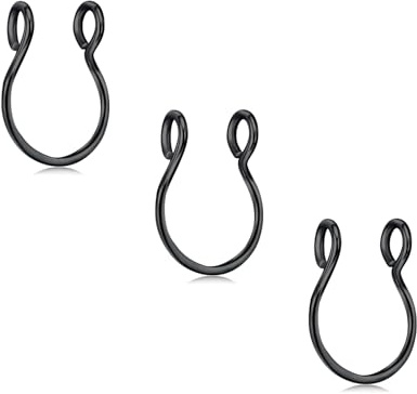 D.Bella 3 st falsk näsa ringar kirurgiskt stål falsk läpp septum näsa ringar ring ring set klipp på piercing kroppssmycken, 20G (0.8mm), Metall