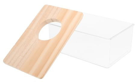 VILLFUL Sandbadebox Für Kleintiere Transparentes Hamstertoilette Duschraum Aus Acryl Und Holzabdeckung Leicht Zu Reinigen Verstauen Für Hamster Und Mäuse
