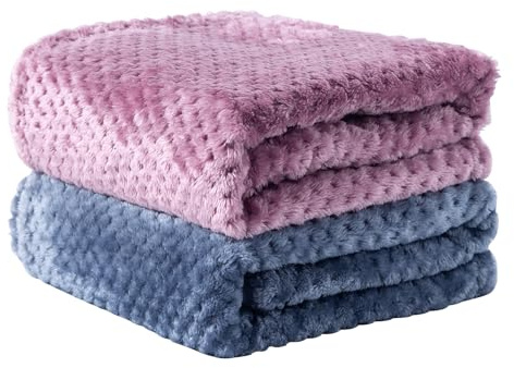 SLSON 2 Decken Hundedecken Katzendecken,Weiche Doppelseitige Haustierdecken für Sofas, Stühle,Autos,Reisen und Haustiere Warm Halten,Maschinenwaschbar,70×100 cm (Lila und Schwarz Blau)