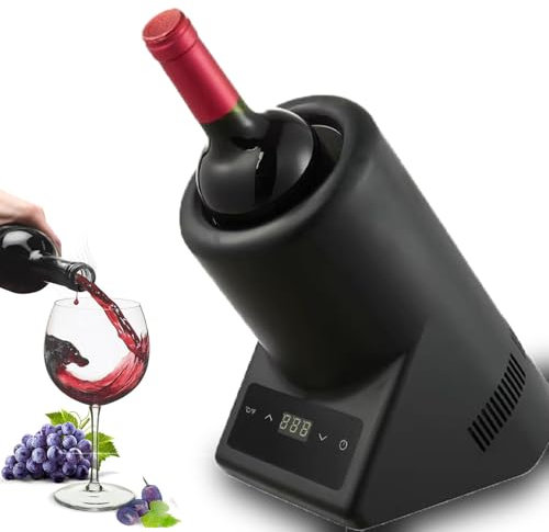Dfdieratve Enfriador de Vino EléCtrico, Cubo Enfriador de Vino para 750 Ml de Vino Tinto y Blanco o Un Poco de ChampáN, Enfriador de Vino Sin Hielo para Una Sola Botella, para Barra de Cocina RV,B