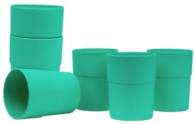 BioFactur Kinderbecher Set | 265 ml BPA-frei trinkbecher | Plastikbecher | Wiederverwendbares und Mikrowellen & Spülmaschinenfest picknick becher set | Made in Germany (Türkis, 6 er)