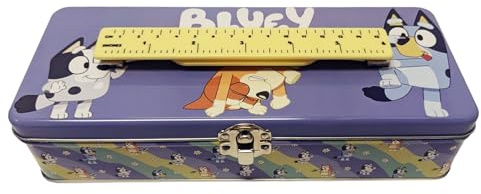 Tin Box Company Large Storage Box with Ruler Handle, Bluey