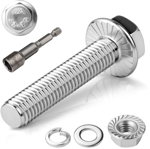 TXXATX 12 Stück M6x30 Sechskantschrauben m6 Schrauben Set Edelstahl A2 70 | Vollgewinde Außensechskan Flanschmuttern Federringe Unterlegscheiben Magnete Sechskant Stecknuss für Bauwesen Maschinen