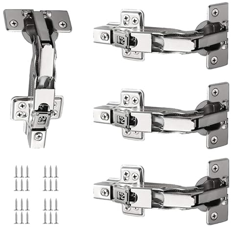 4 Pcs 165 Degree Kitchen Cabinet Hinges, Soft Close Cupboard Door Hinges, Folding Mute Cabinet Hinges with Fixing Screws, Full Overlay Wardrobe Doors Hinges for Cabinet Folden Door Wardrobe Corner