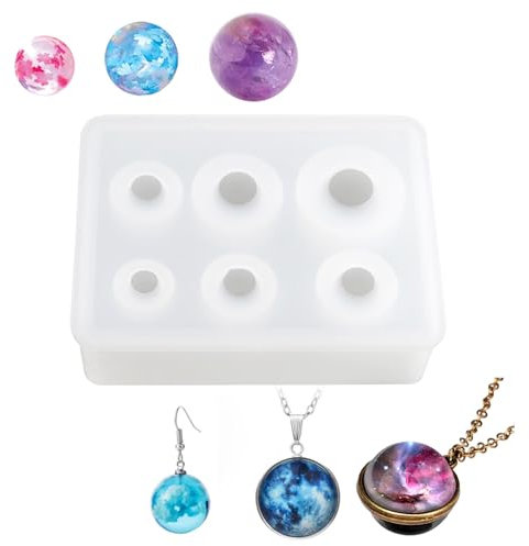 Epoxidharz Formen Kleine Kugel,6.5cm X 9.3cm Transparente Silikonform Kugel,Perlen Silikonform Kugel Epoxidharz,Kleine Kugelform Schmuck Silikonformen,für Edelsteine,Perlen,Kristalle,Ohrringe Deko