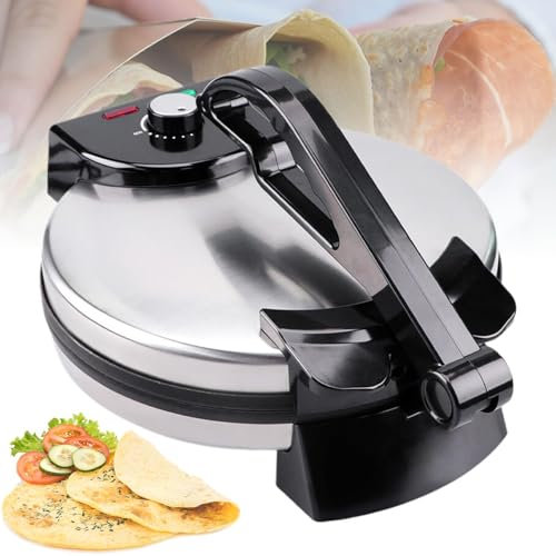 1800W Machine À Roti Électrique – Presse À Chapati & Tortilla Automatique De 10 Pouces avec Température Réglable, Chauffage Double Face & Surface Antiadhésive pour Naan, Pita & Plus