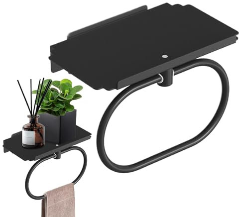Anneau Porte-Serviettes, Accessoires de Douche – Accessoires de Bain Robustes, sans perçage, Support Mural avec étagère pour Salle de Bain et Cuisine