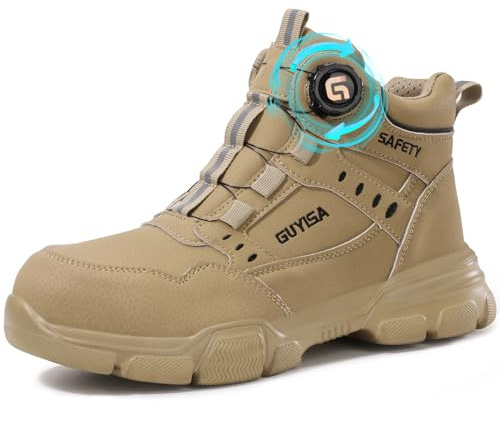 GUSAYEX CE Certified Steel Toe Cap Safety Boots Mens Lightweight Work Boots | Quick dial, impact and puncture protection, flexible cushioning for warehouse, logistics, workshop and fit-out work