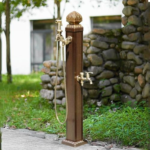 Gartenbrunnen-Säule aus Aluminiumlegierung – freistehender Schlauchständer mit Wasserhahn für einfache Bewässerung, Bewässerung und Waschen