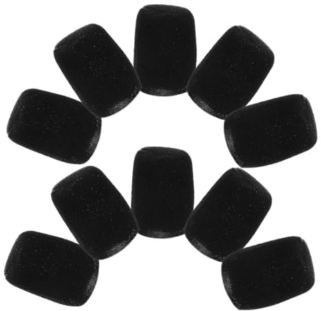 T15 Foam Microphone Covers 12 Pcs Black Sponge Windscreens | Universal Fit for Standard Handheld Models, Protective Design with Noise Reduction, Stage Karaoke Dj Use