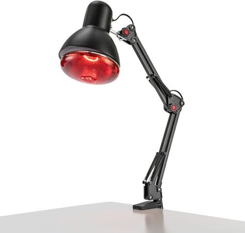 POTYYH 150W Infrarotlampe Wärmelampe Rotlichtlampe 360° Einstellbarer Infrarotlichtlampe mit Klemme Infrarot Lampe für Familien, Massagesalons, Schönheitssalons