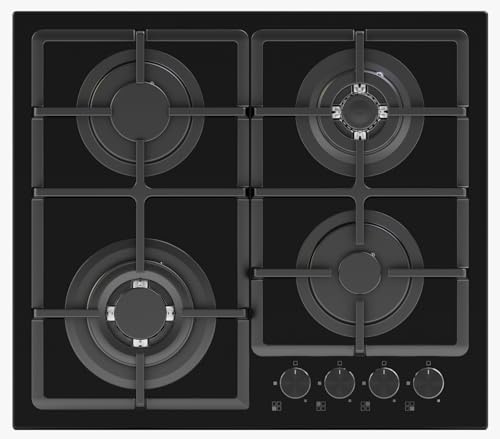 Avelis - 60cm Gas on Glass Built-In Hob – 4 Burner with Dual Wok Power