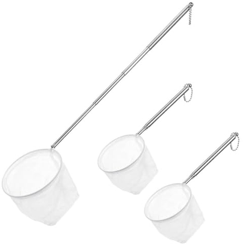 ZORTVUL 3 Pièces Épuisette Aquarium, Filet Télescopique À Mailles Fines Pour Crevettes, Idéal Pour Attraper Petits Poissons, Crevettes Et Nettoyer L'aquarium, Blanc