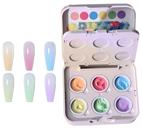 Nail Polishing Gel – Six Grid Gel 6 Color | Nail Gels, Patting Manicure Set Vibrant Candy Colored Creamy Lacquer | Salon grade Beauty Kit for Girls Women Beginners Home Salon