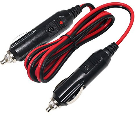 KUNCAN 4FT 12-24V Cigarette Lighter Extension Cable - Male to Male with LED Lights, 16AWG Heavy Duty, 10A Fuse for Car, Truck, Boat