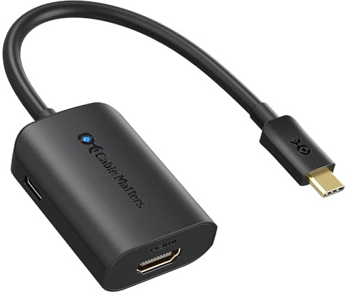 Cable Matters USB C to HDMI Adapter (USB-C to HDMI Adapter) Supporting 4K 60Hz and 60W Charging in Black, Thunderbolt 3 Port Compatible for 2018 iPad Pro, Samsung Galaxy S10/S10+/S10e, MacBook Pro
