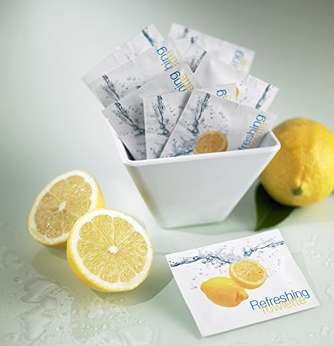 Awek.eu 500 Stück Hotel Einweg Erfrischungstücher feuchte Tücher Zitrusduft Lemon Zitrone Sachet