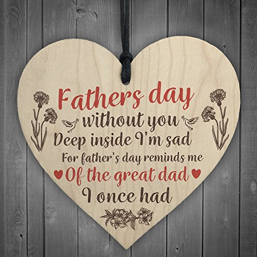 Red Ocean Great Dad Miss You Home Grave Garden Memorial Wooden Heart In Memory Fathers Day Plaque Gifts