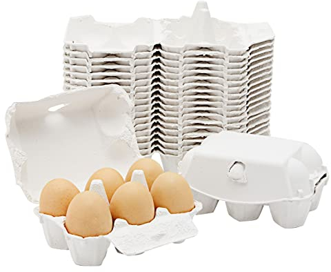 Juvale Boîtes à Œufs en Carton Vides, Paquet de 20 Boites à Oeufs Blanches pour 6 Œufs, Empilables
